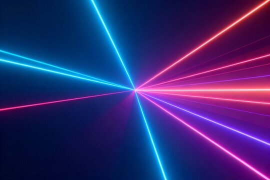Vibrant Neon Light Rays in Deep Blue Space