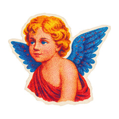 Obraz premium PNG Vintage cherub with blue wings