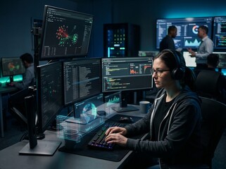 Fototapeta premium Cybersecurity Command Center