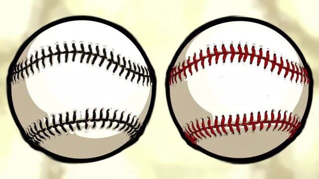 Two baseballs with black and red stitching isolated on white background