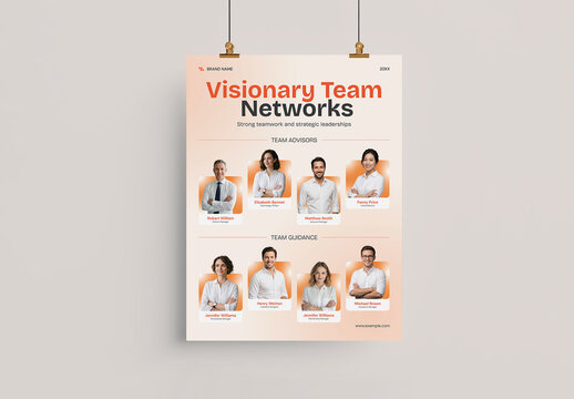 Company Organization Chart Poster and Corporate Executive Team Structure Template