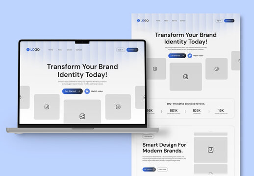 Modern Website Landing Page Wireframe Layout