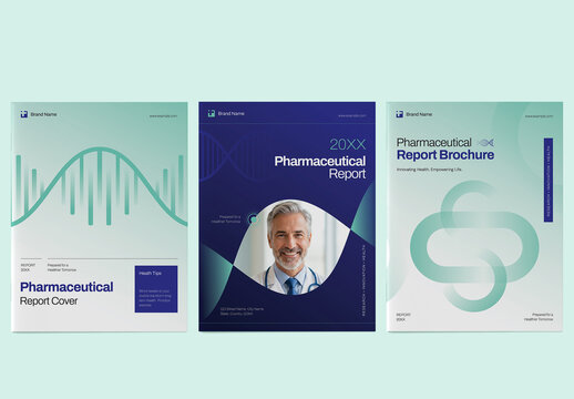 Pharmaceutical Report Brochure Cover for Medical Research, Science Lab and Case Study