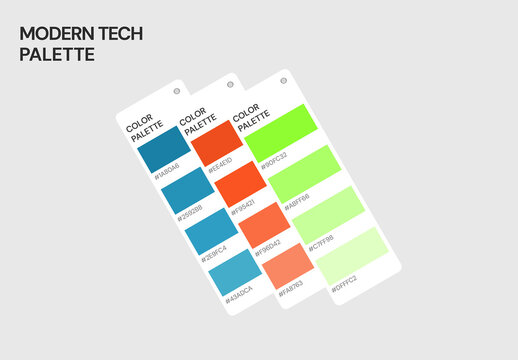 Modern Color Palette Swatch Mockup with Neon Green Orange and Blue Hex Codes