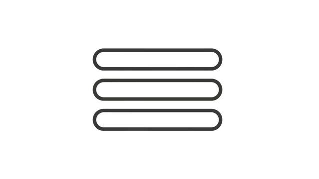 Minimalist black hamburger menu icon featuring three horizontal rounded lines presented in a clean simple vector graphic art style