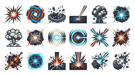 Explosion and Energy Burst Illustrations Collection. © danu