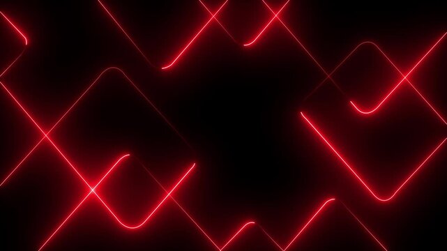 Abstract Neon Red Geometric Lines on Black Background bright color