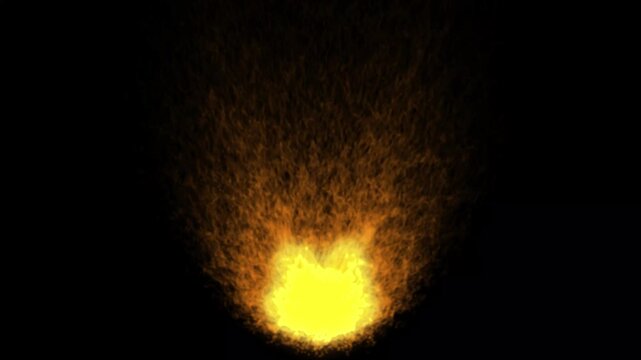 Realistic fire sparks and glowing embers isolated on a black background, capturing dynamic flame motion for cinematic visual effects, fire hazard overlays, energy sparks and looping 4k footage