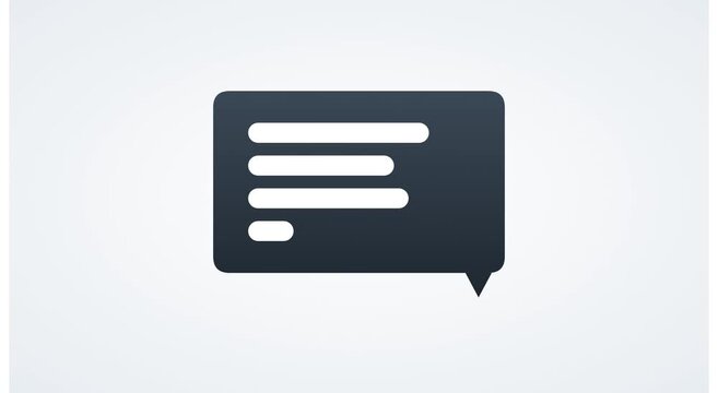 Minimalist animated speech bubble with text typing effect on clean animation background