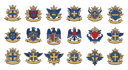 Collection of Royal Heraldic Emblems, Crests, and Shields © pras
