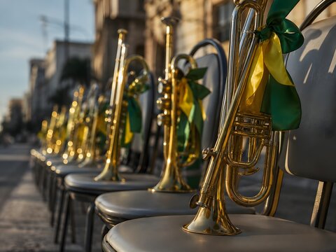 Brass Instruments Before Independence Parade