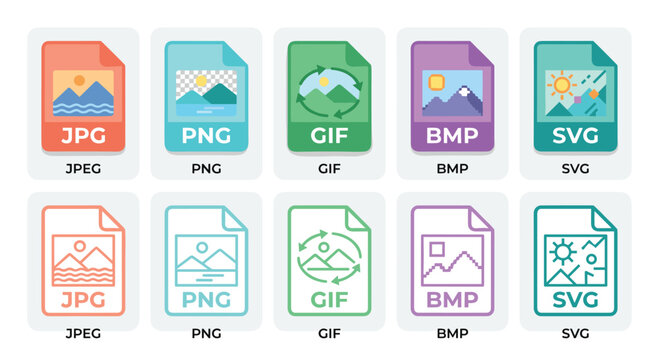 Image file format icons set JPG PNG gif bmp SVG vector