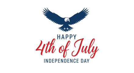 Fototapeta premium Eagle Silhouette With Patriotic Text For Fourth Of July Independence Day