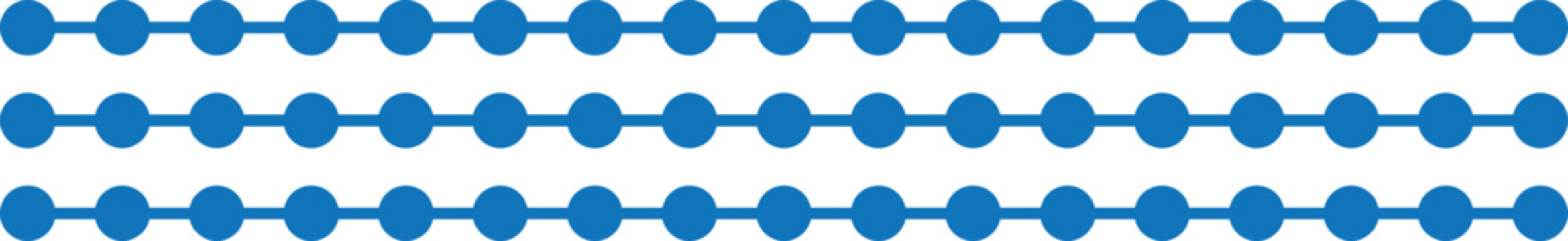 Blue parallel lines feature a repeating dotted chain pattern. Symmetrical horizontal stripes represent timelines, connections, or networks. Vector illustration is ideal for web dividers.