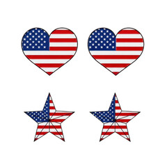 Obraz premium Set of four american flags waving in different styles and colors