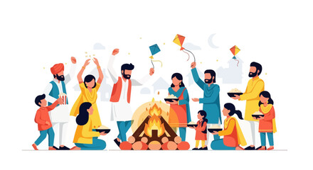 Fototapeta premium People Celebrating Festival Together Joyfully.