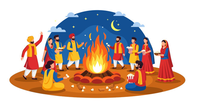 People dancing around a campfire.