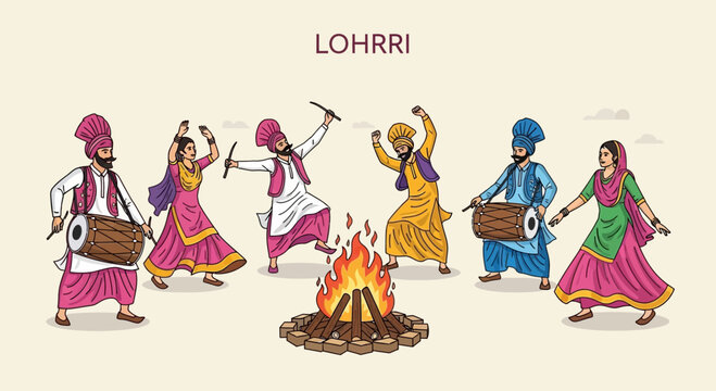 People dancing around a fire together.