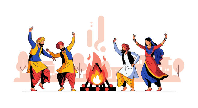 People Dancing Around Fire Together.