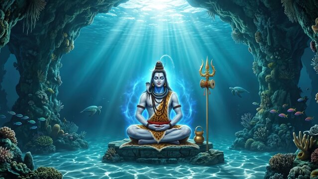 Neelkanth Mahadev Underwater Meditation With Divine Blue Aura