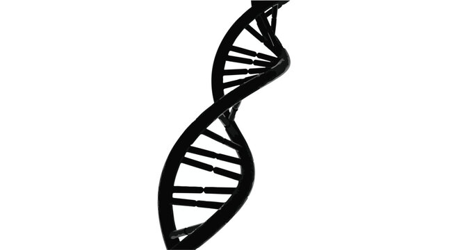 Abstract black DNA helix symbolizing genetic code and life science innovation