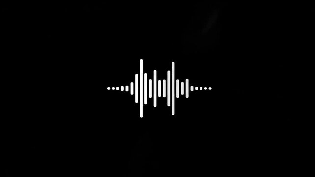Dynamic white sound wave audio visualization on sleek black background contrast minimalist music