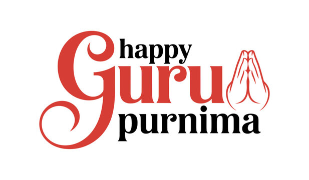 Happy Guru Purnima typography vector illustration, handwritten lettering text with yellow brush stroke background isolated on white background