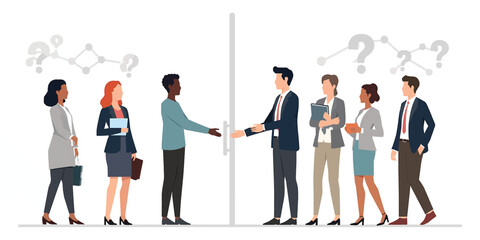 Obraz premium Business professionals facing a communication gap and uncertainty in a corporate environment