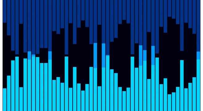 Dynamic audio spectrum visualizer: blue digital sound wave equalizer animation background