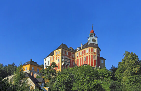 The state castle Jansky Vrch, former baroque residence of Bishop, the historical monument in the Rychleby mountain district, city of Javornik, Czech Republic