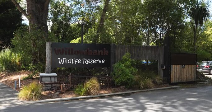 Willowbank Wildlife Reserve, Christchurch, New Zealand. The main entrance in the reservation.