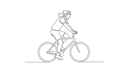 Obraz premium Minimalist Line Art of a Woman Cycling Outdoors
