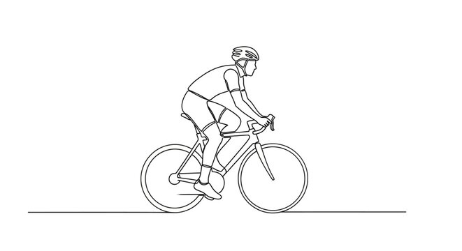 Minimalist Cyclist Riding Bicycle Line Art