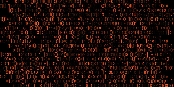 Vector digital code rain in a Matrix inspired futuristic style. High-tech backdrop with glowing binary characters. Binary Software Programming Code Background. Digital Data Technology Concept.