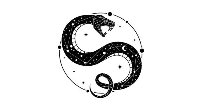 Mystical Celestial Serpent Constellation Graphic