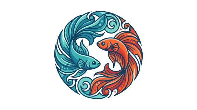 Yin Yang Siamese Fighting Fish Symbol