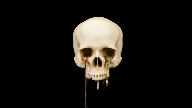 Dripping paint on skull art: creative transformation with colorful flow