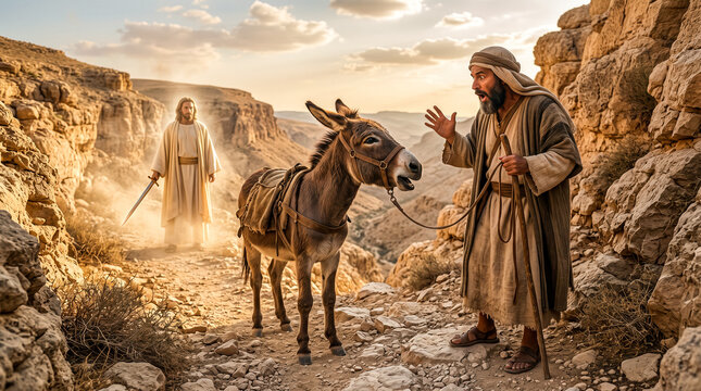 Balaam speak with donkey, Bible story.	