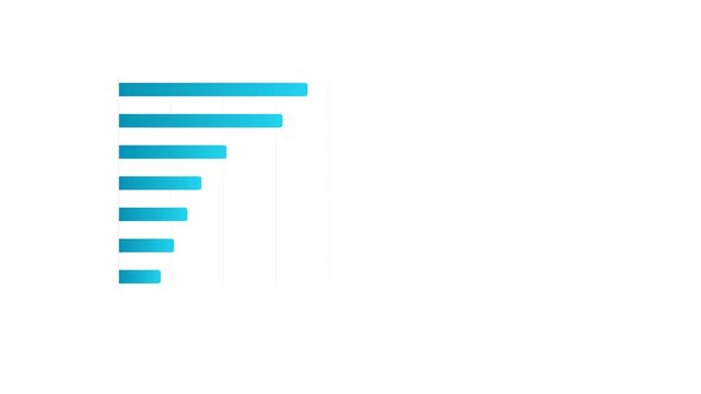 Horizontal bar chart animation with blue gradient columns on white background