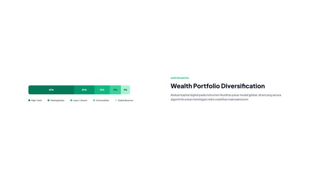 Wealth portfolio diversification text block with green horizontal stacked bar chart