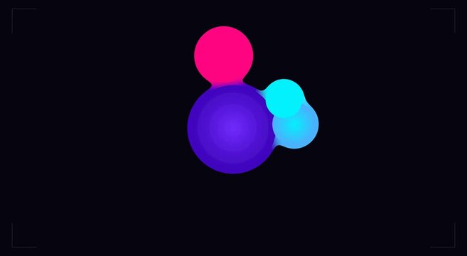 Abstract liquid metaball animation with neon gradient spheres on dark animation background
