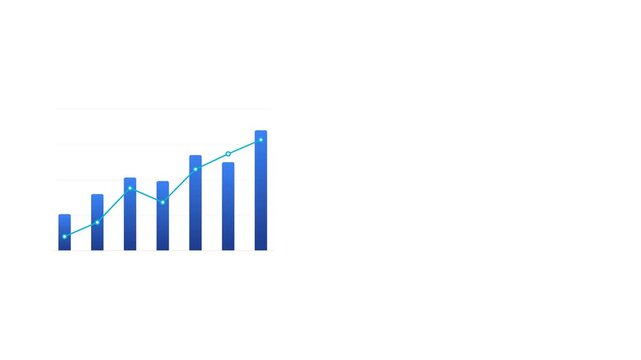 Animated combo chart displaying column graph and line trend progression over gridlines