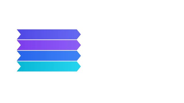 Infographic template animation with four blank horizontal arrow bars sliding in sequence against a white background