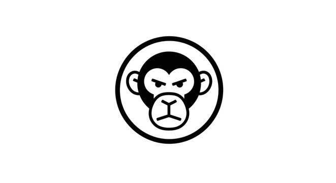 Monkey face in a circle logo.
