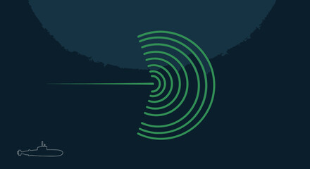 Submarine Sonar Scan, Underwater Detection, Military Technology © taufik