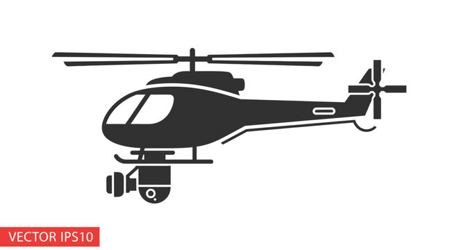 Surveillance Helicopter Icon with Camera