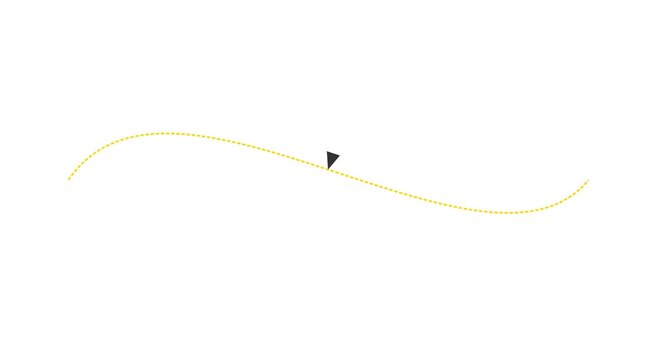Minimalist animated loading path with moving triangle on animation white background