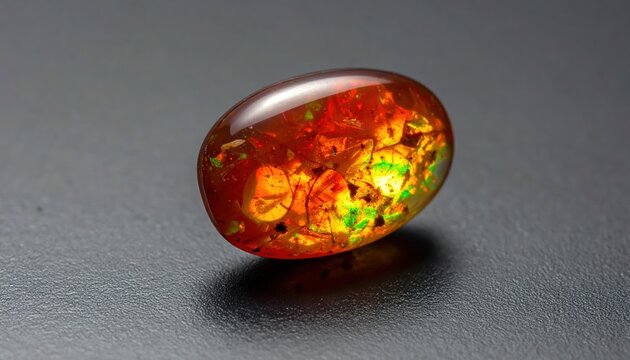 Iridescent Fire Opal Cabochon Displaying Fiery Play of Color