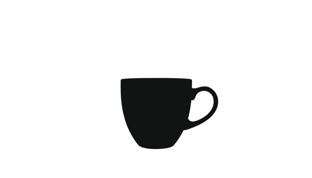 Coffee mug silhouette stands centered against a plain white background, presenting a minimalist aesthetic suitable for various design projects that require clean shapes and ample negative copy space.