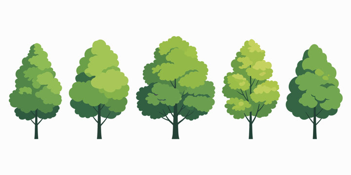 Flat design trees for environmental or park-related content